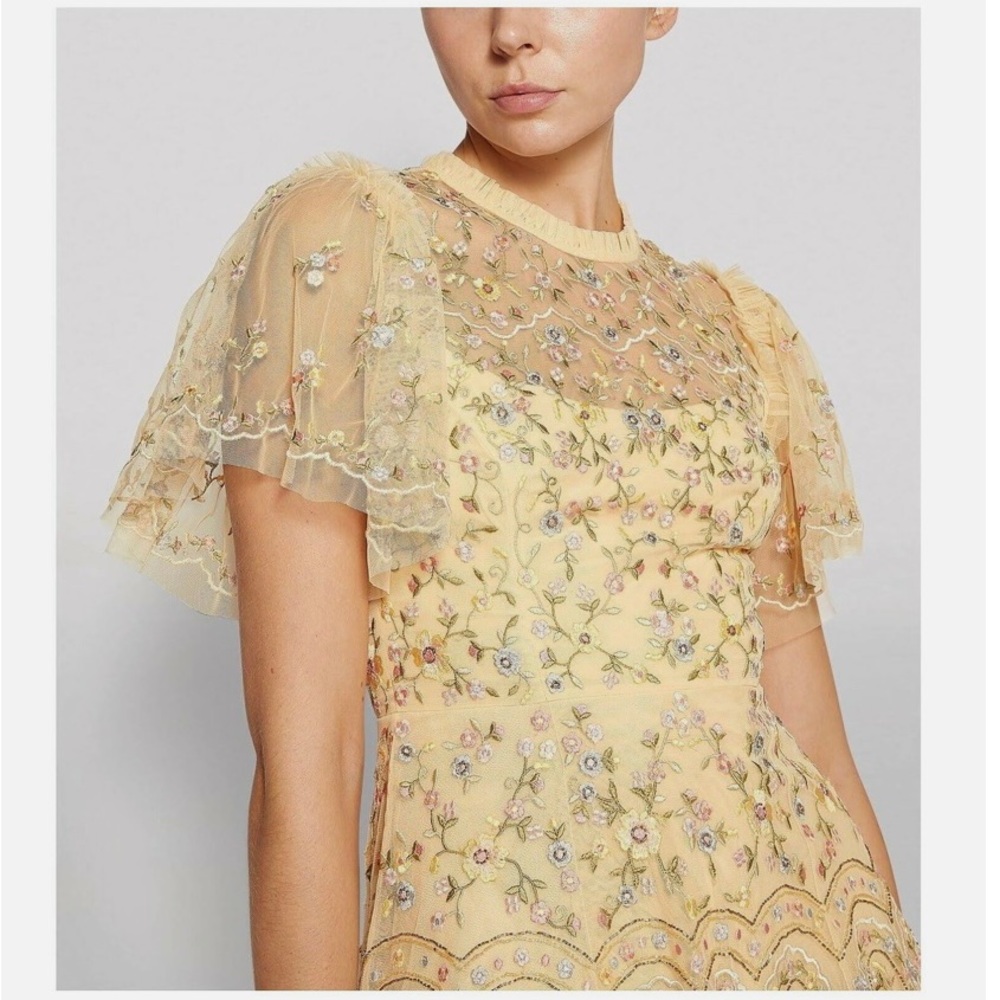 Needle and thread Pre-owned Sweet Petal Embellished Gown Dress in yellow